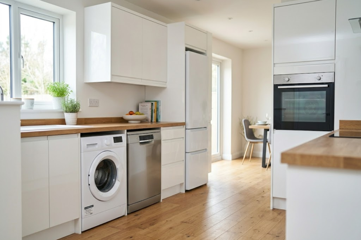 Modern kitchen with domestic appliances