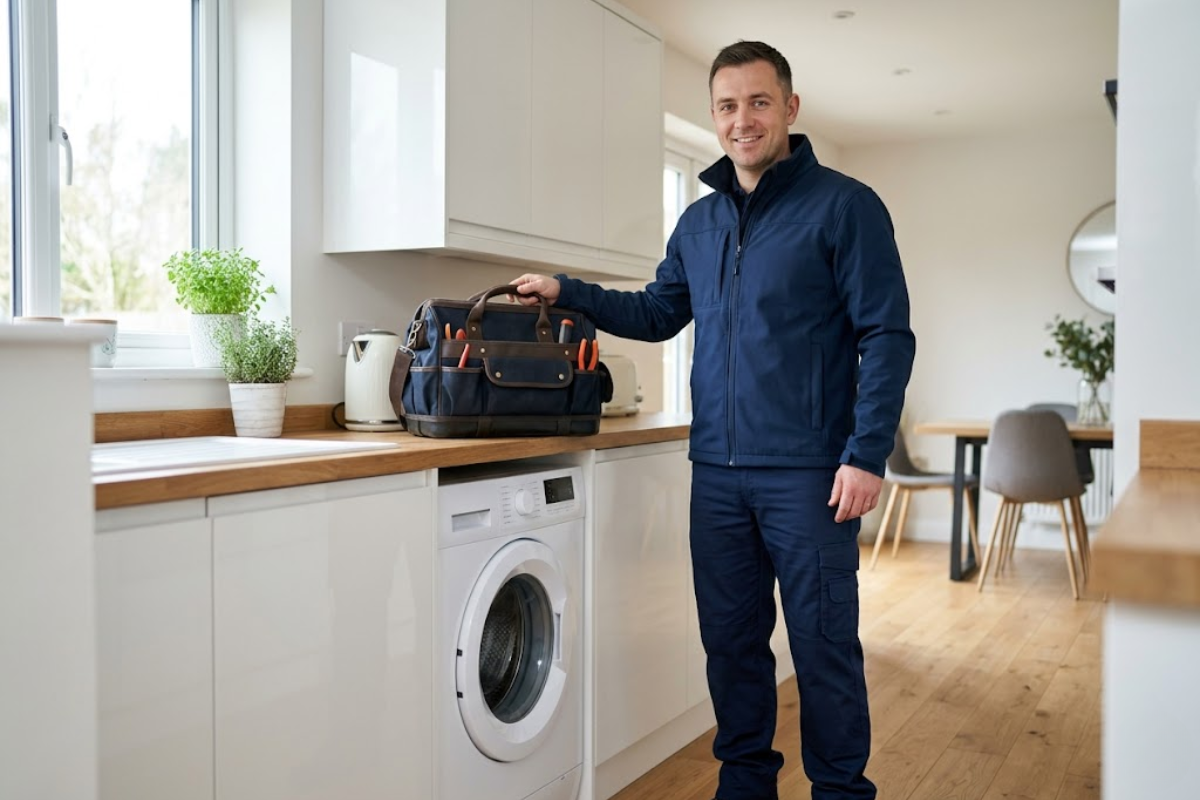 Servyco appliance engineer in a modern kitchen